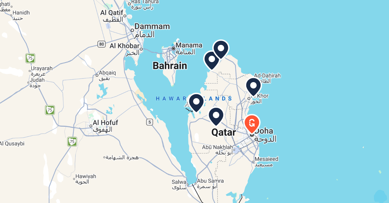 Tour route map for North of Qatar Tour
